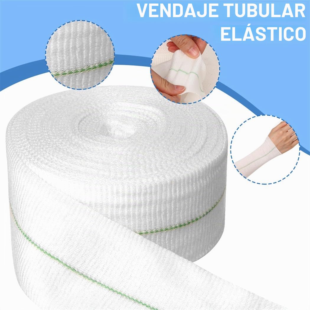Vendaje elástico tubular de compresión 5CMX10M vendaje de fijación tubular vendaje tubular vendaje de apoyo para tiritas brazos, tobillos y rodillas
