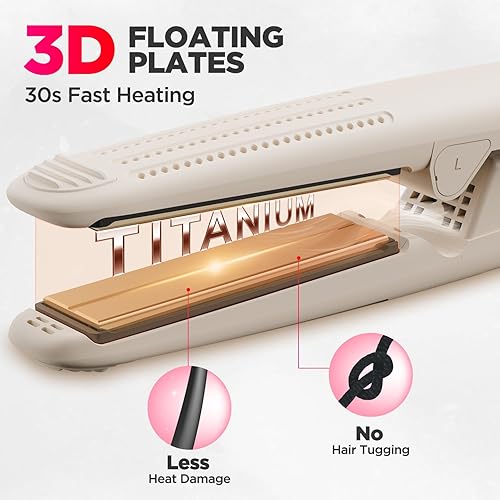 Miniatura 6 de MiroPure Plancha rizadora de flujo de aire de 360, plancha plana de titanio 2 en 1, varita de curado profesional con aroma iónico aire frío, 13