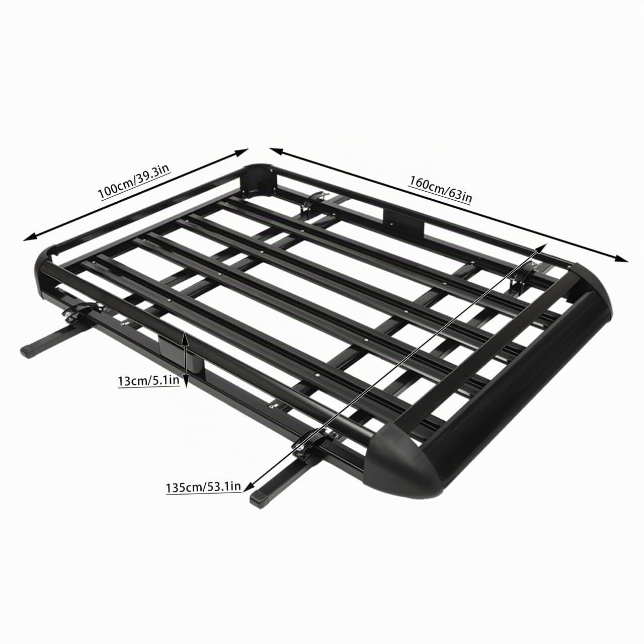 Barras de techo universales negras para coche, cesta de carga y portabicicletas, soporte de aluminio