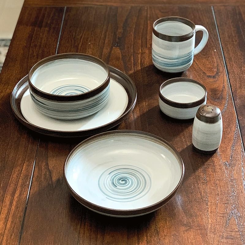 Platos para cocina de estilo japonés creativo de cerámica poco profunda, plato hondo para el hogar, comida occidental, cuenco redondo de fideos de gran capacidad, plato de sopa para comer (5