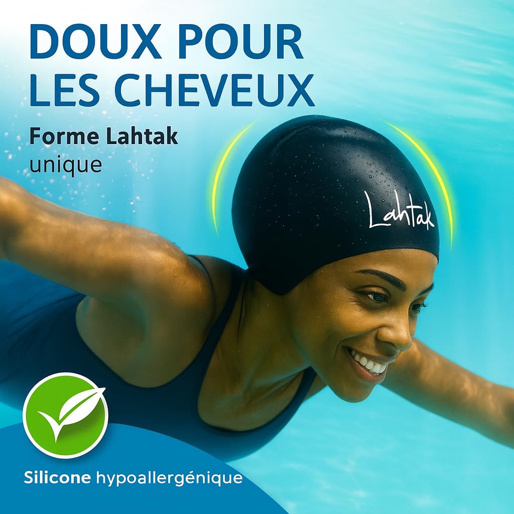 Bonnet de Bain Silicone Imperméable Extra-Large pour Cheveux Longs, Natation Femmes Hommes Dreadlocks