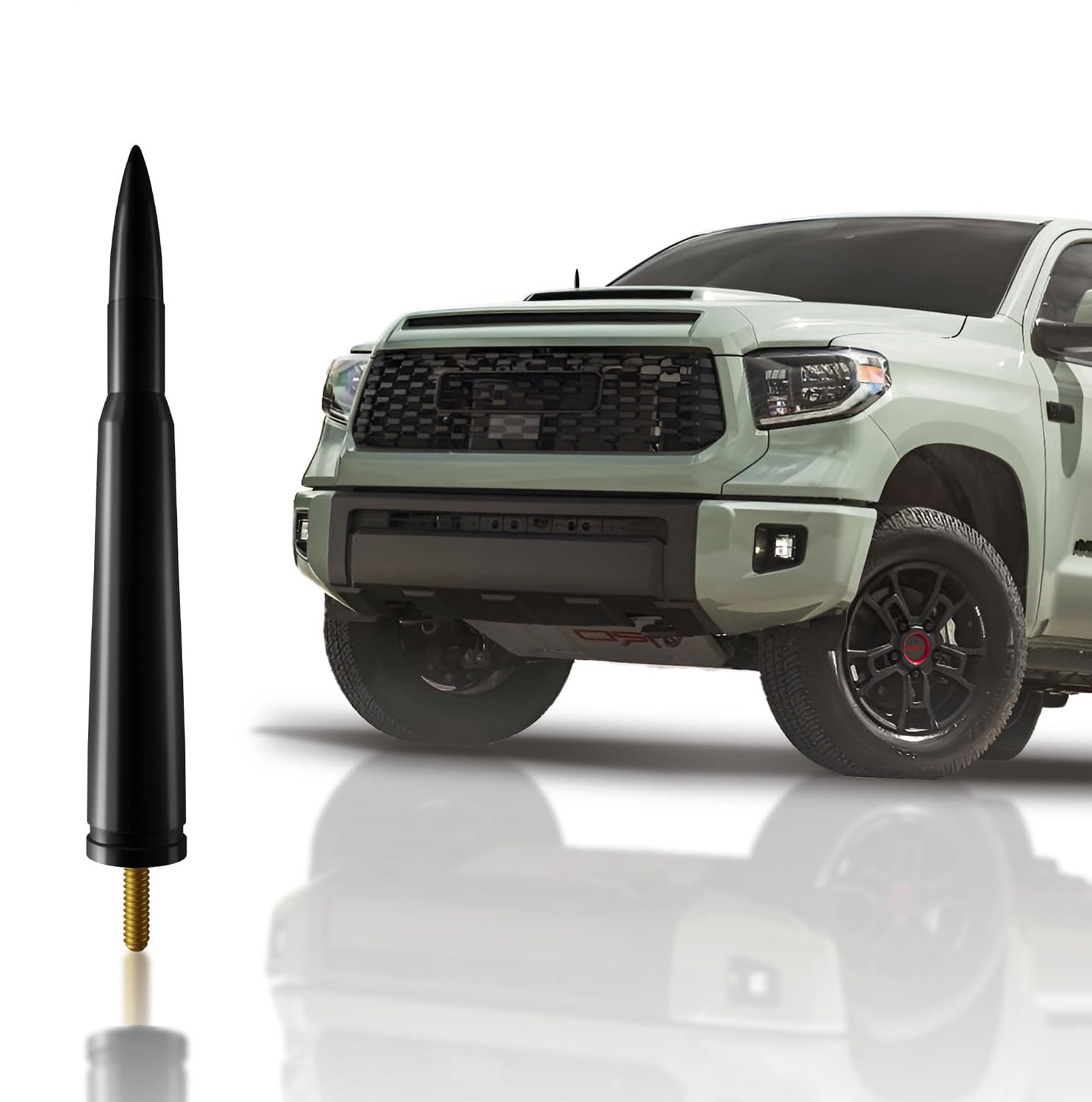 Bullet Antena for Toyota Tundra (2007-2020) – Highly Durable Premium Truck Antenna 5.45 Inch – Car Wash-Proof Radio Antenna for FM AM – Black, 50 Caliber Design – Toyota Tundra Accessories