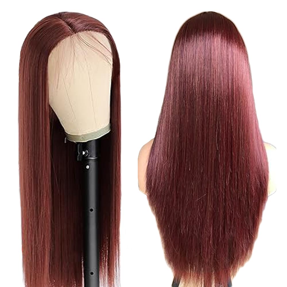 34 Inch Straight Glueless Wig capelli umani Real Human Hair Parrucca vera 5x5 Lace Front Human Hair Wig Reddish Brown 150% Density Pre Plucked Natural Hairline Parrucca donna vera
