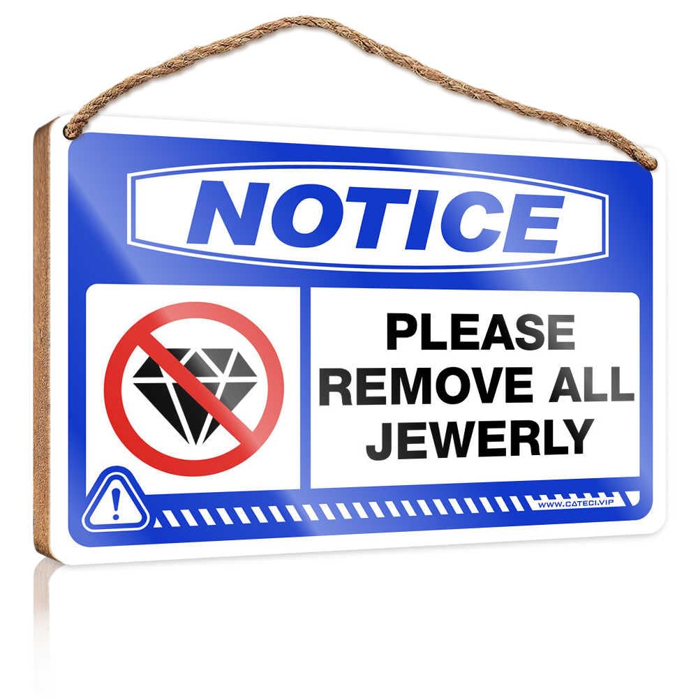 Funny Signs For Bar Notice Please Remove All Jewerly Wooden Sign Mancave Signs And Decor Kitchen Wall Decor(15X28CM)