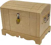 Caixa Grande Com Alça Baú Madeira Mdf Natural Cru + Cadeado
