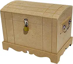 Caixa Grande Com Alça Baú Madeira Mdf Natural Cru + Cadeado