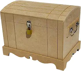 Caixa Grande Com Alça Baú Madeira Mdf Natural Cru + Cadeado