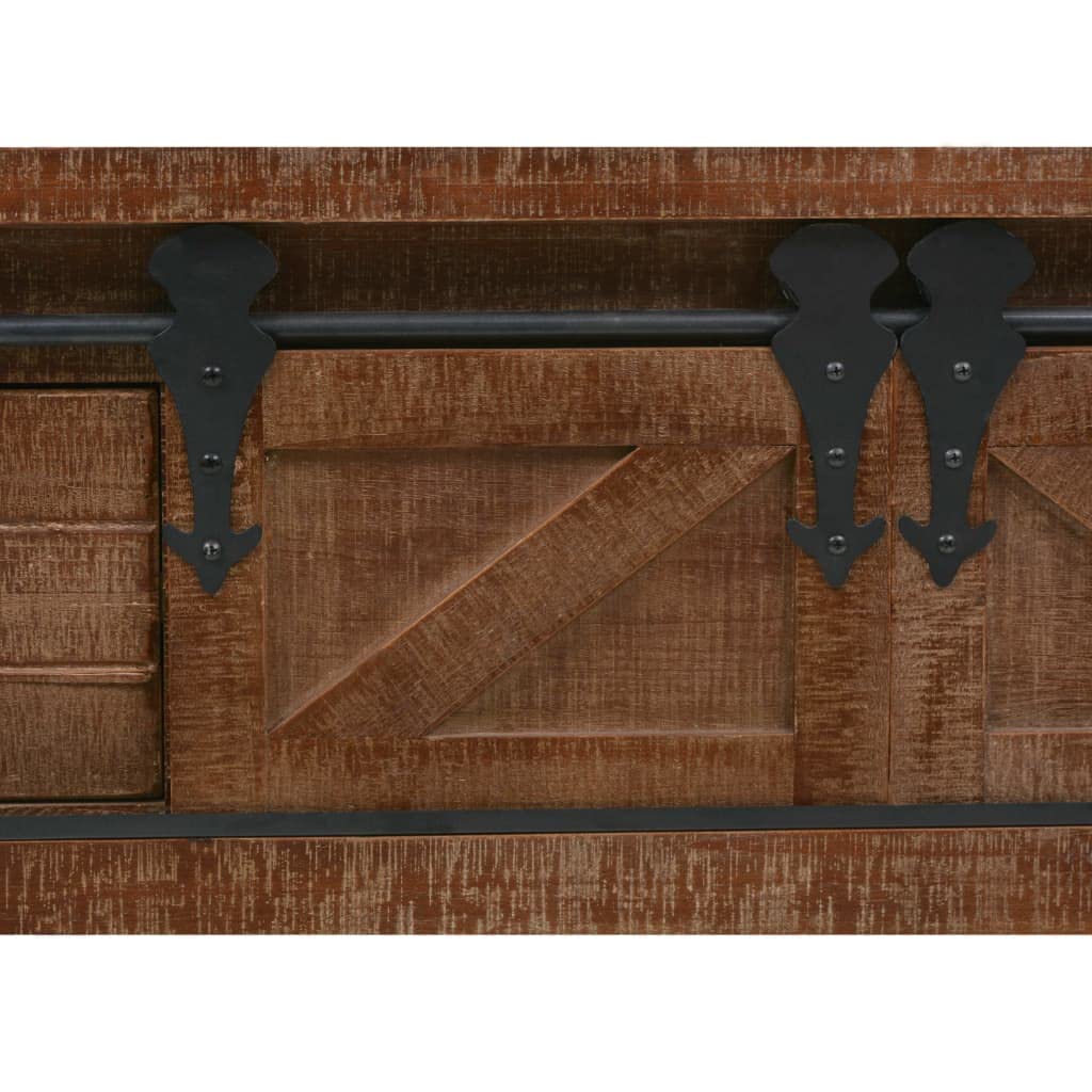 Mesa Consola de Madera de Abeto Maciza marrón Mesa Consola Clásica de Madera Maciza con Riel Deslizante y Estilo Vintage 131x35,5x75 cm