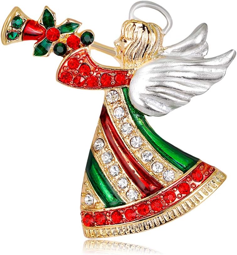 Scrox 1Pcs New Christmas Brooch Pins Christmas Angel Design Brooch Corsage Women Girls Fancy Dress Costume Brooch Charming Jewelry Accessories Gift For Christmas Wedding Prom