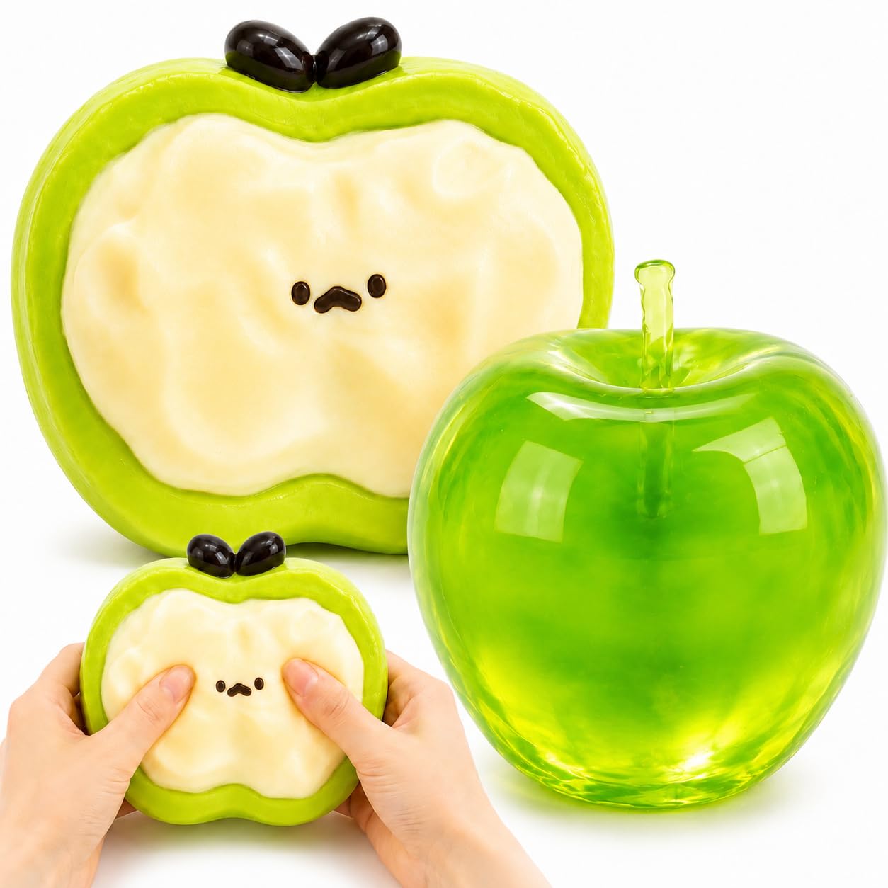 2Pcs Apple Squishy, Green Apple Squishy Set, Portable Desk Decor for Quiet Hand Activity
