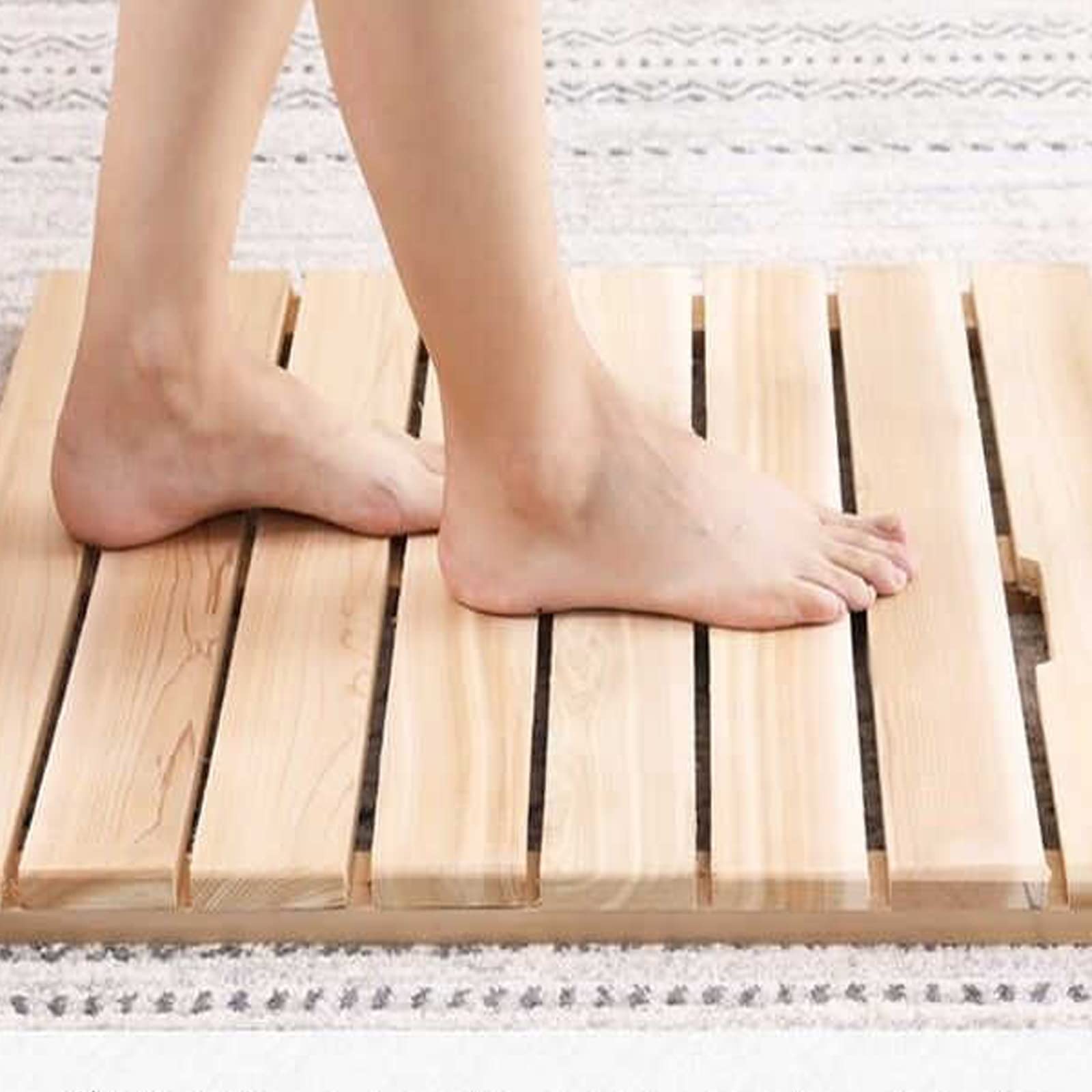 Tappetino a Doghe per Tappetino,Pedana Doccia Naturale,Tappeto Sauna,Tappeto Antiscivolo Doccia,Design a Doghe,con Tappi in Gomma Alla Base Tappetino in Legno,Personalizzabile (100x60cm/39x24in)