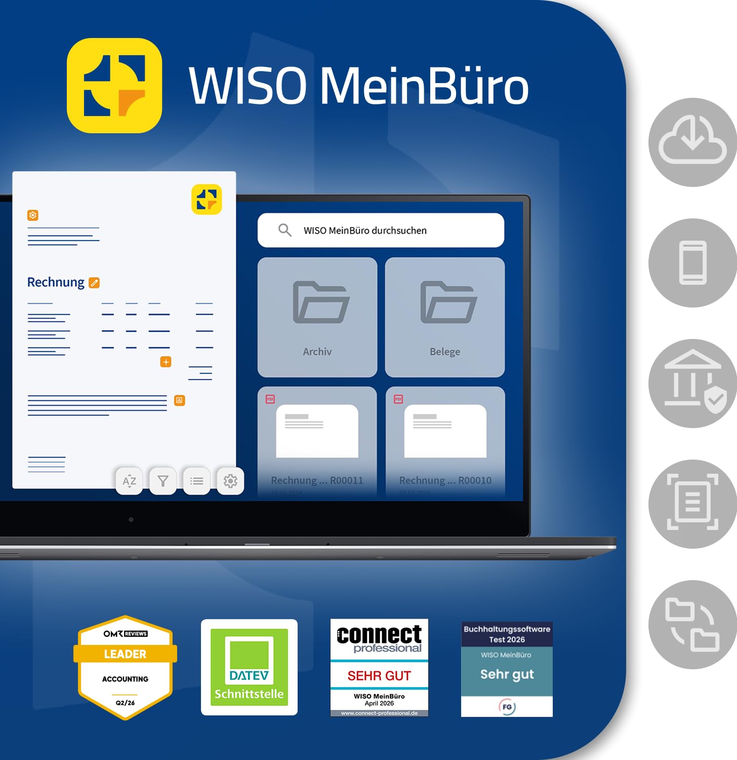 WISO MeinBüro XS | Rechnungen schreiben, Buchhaltung vorbereiten, Auftragsabwicklung | 1-Jahres-Abonnement