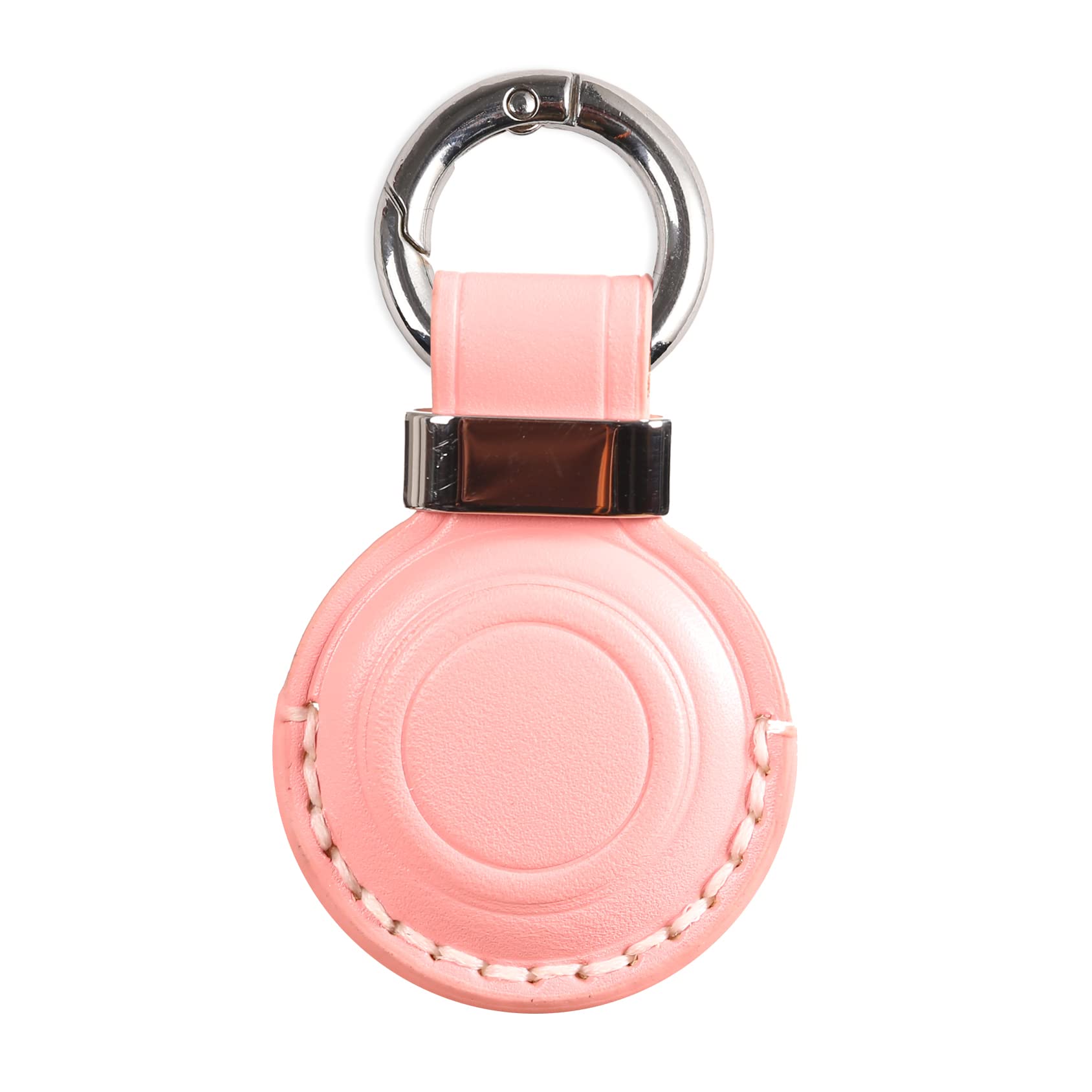KEEPXYZ Genuine Leather Keychain Holder Compatible with Airtag, Secure for Air Tag Keychain Holder Case Cover Key Chain Ring Accessories - Pink V2.0