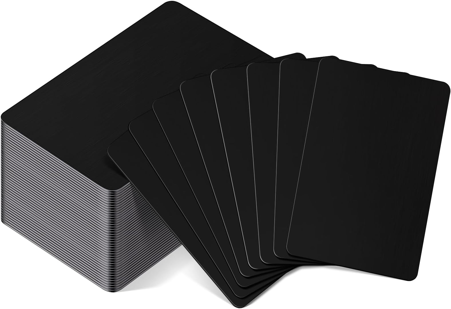 Blank Metal Business Cards Thickness 0.8 mm Metal Laser Engraving Cards for House Office Customer DIY Gift Plate Invitations, 86 x 54 Mm, Black(50 Pcs)