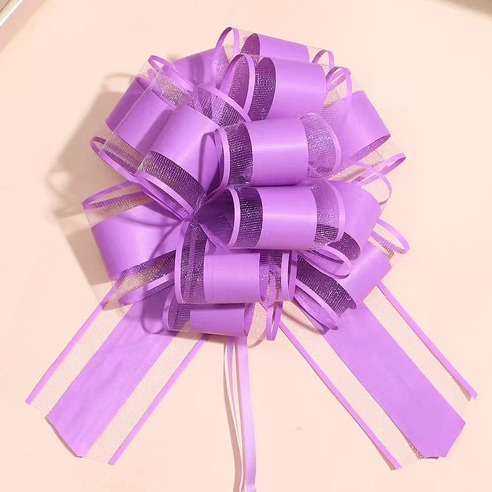 6 Pieces Gift Bow,Purple Gift Bow,6 inches Christmas,Party Birthday Gift Wedding Ribbon Bows for Wrapping Boxes or Flower Decorations,Valentine's Day