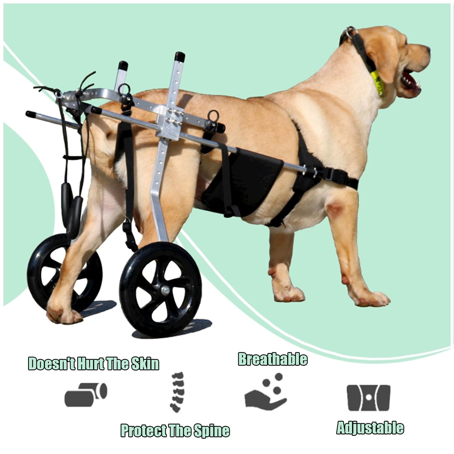 Yinian 2 Ruote Sedia a Rotelle per Cane Carrello per Disabili Scooter per Animali Domestici Carrello per Cani Disabili con Ruote per Riabilitazione di Gambe di Animali Disabili(Size:XL（20-30kg）)