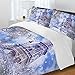 HNHDDZ 3D Blanco Azul Juego de Cama Naturaleza Nieve Cielo Estrellado Planeta...
