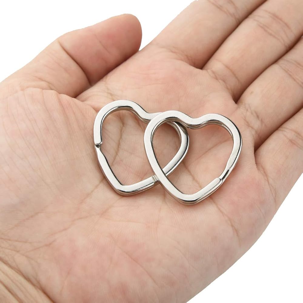 Amazon.com: Bskifnn 50 PCS Heart Shape Keyring Metal Silver Split
