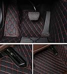 Custom Personalized Car Floor Mats - Black Luxury Full Coverage All Weather Cars Mats, Anti-Slip Leather Car Mat Set, Custom Floor Mats Fit for 99% of Cars, SUVs & Trucks (Diamond)