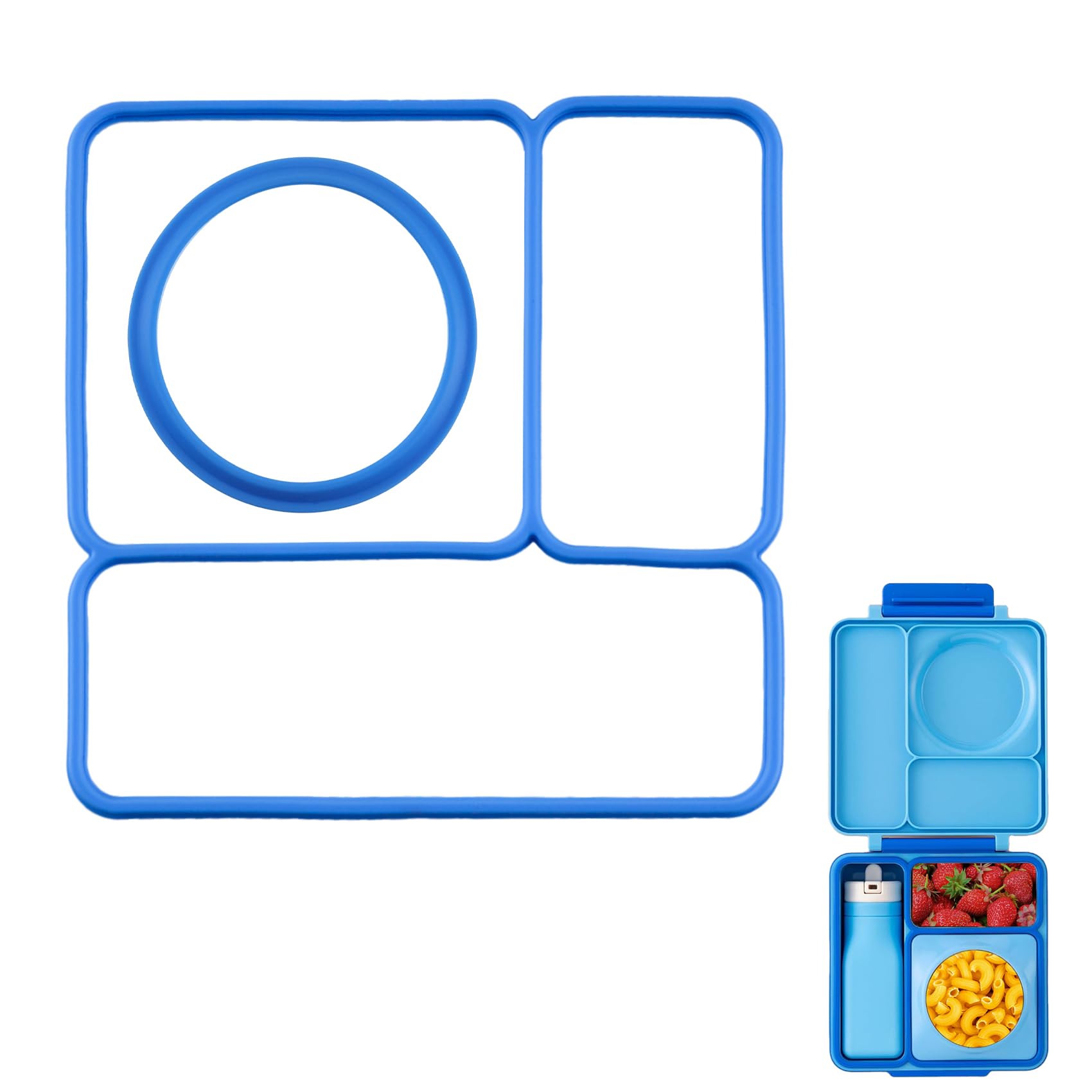 Vacuum Bottle Seal Gasket and Lid Seal Gasket Perfect for OmieBox - Bento Box Accessories - Food Safe Silicone Rubber (Blue) - Lunch Box Not Included - Fits Oomie Lunch Box