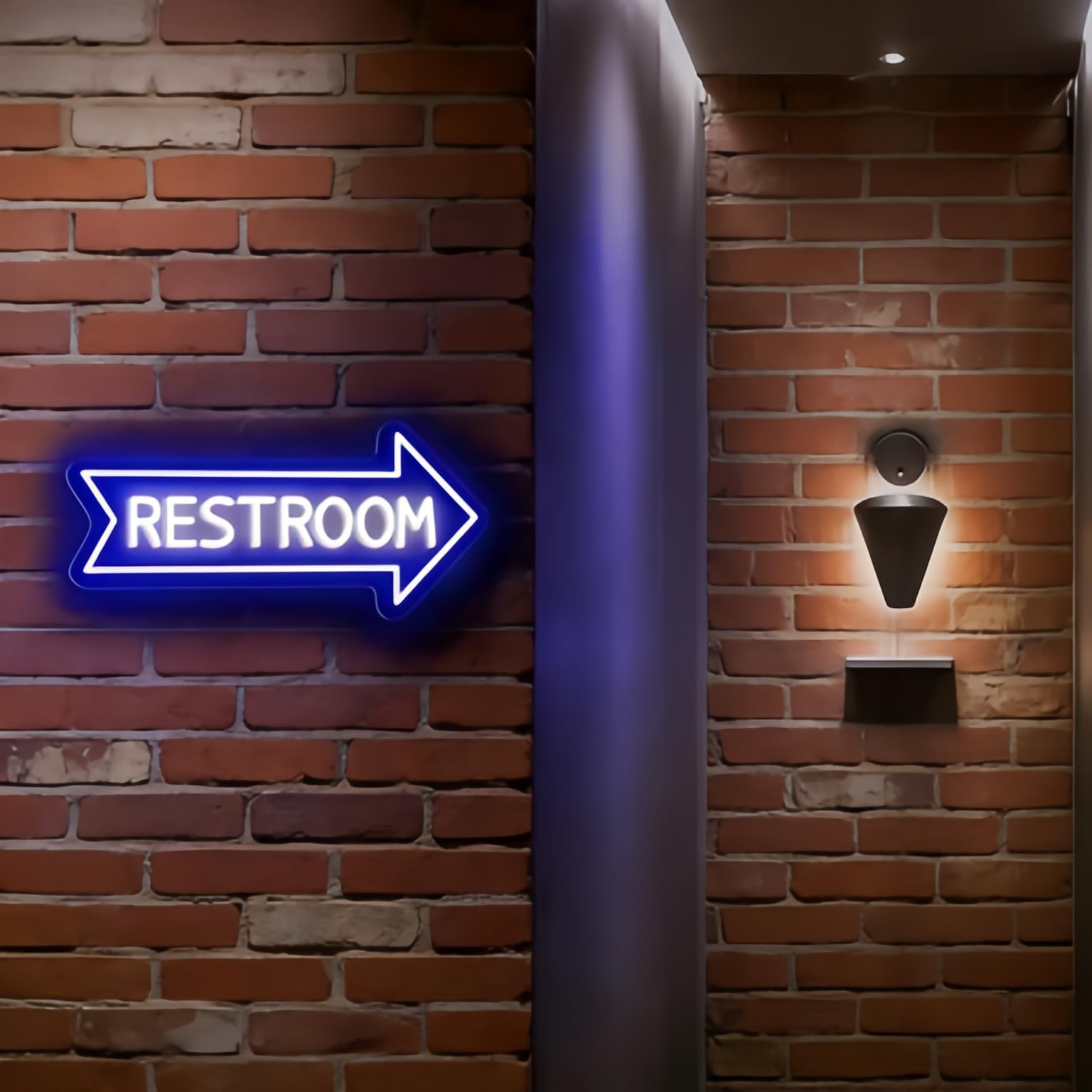 Restroom Neon Sign, Restroom Arrow Toilet Led Sign, Bathroom LED Light for Cafe, Bar, Hotel Shop Mall Supermarket, Custom Funny Toilet Direction Wall Decor Neon