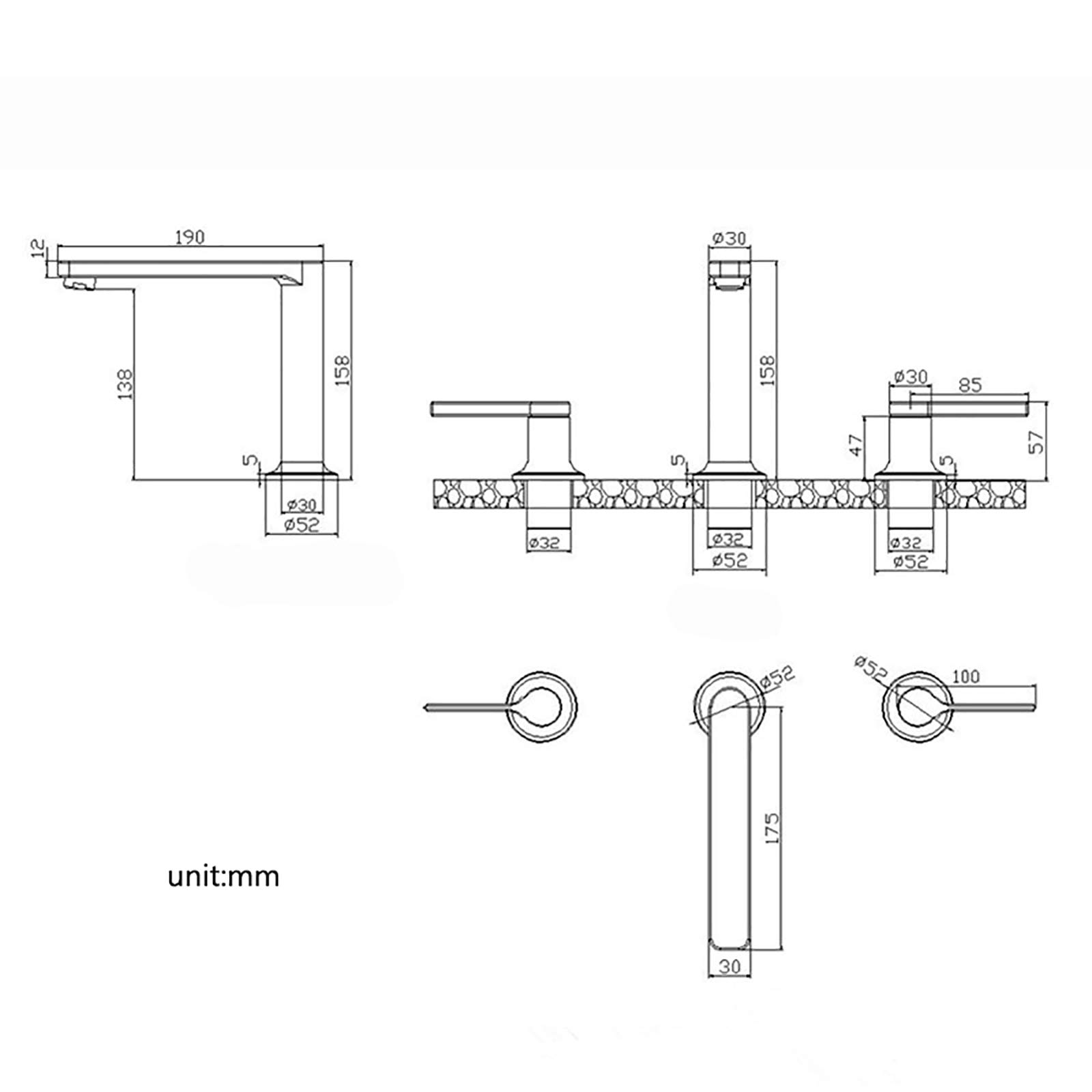 Grifo Mezclador para Lavabo de baño, Grifo de latón con Doble manija para Lavabo de baño, Grifo de Lavabo de 3 Orificios, Grifo de Lavabo montado en la Cubierta con Agua fría y Caliente, Oro