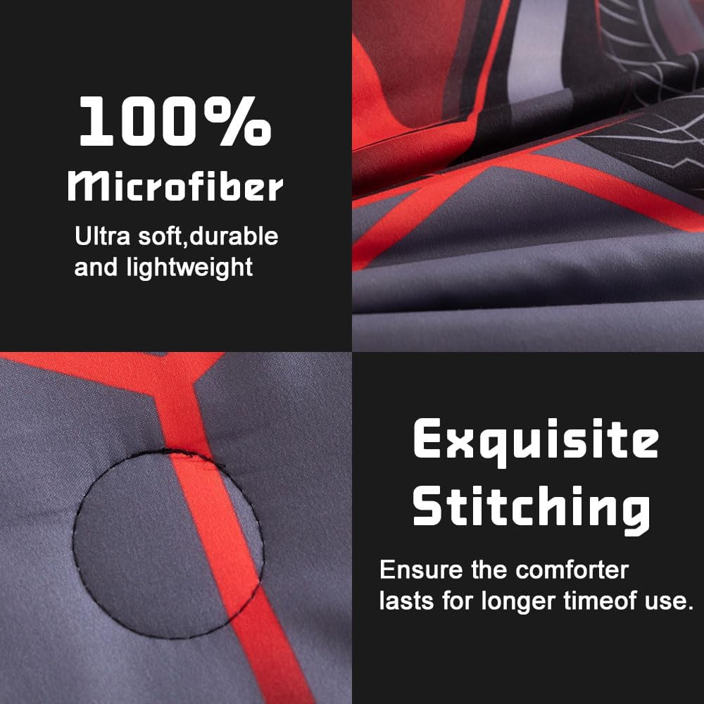 Podol 5 Pieces Race Car Comforter Set Full Size Red Sports Car Bedding Sets for Boy 3D Geometric Bed in a Bag with 1 Comforter, 2 Pillowcases, 1 Flat Sheet and 1 Fitted Sheet - Image 3