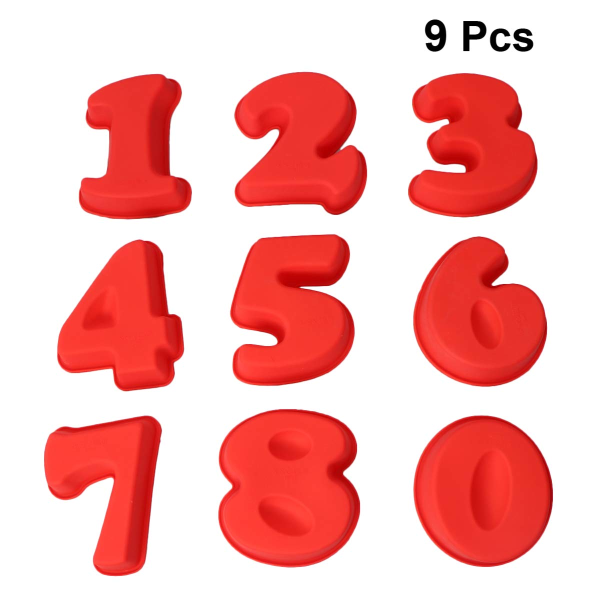 Moule à Chocolat Silicone Chiffres 0-8 9 Pièces Rouge