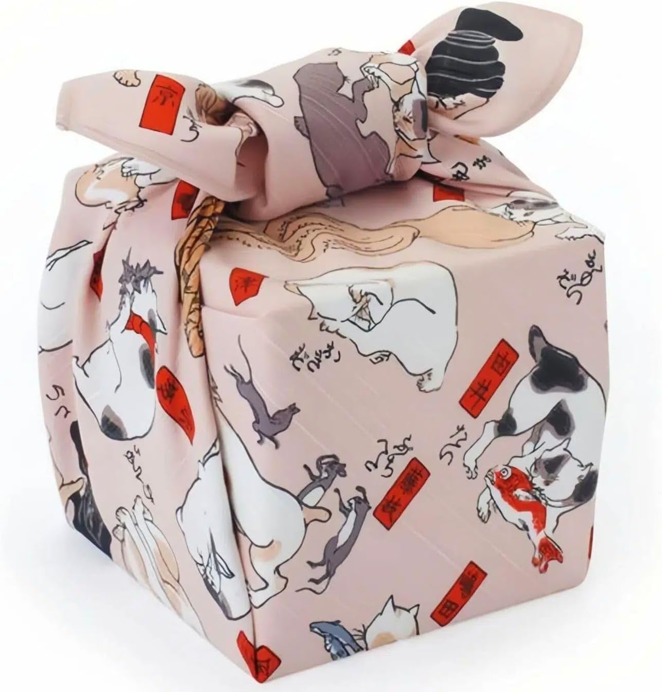 Furoshiki Japanese Wrapping Cloth, Large Size 27.6x27.6 Inch 70cm Reusable Gift Wrap, Eco-Friendly Fabric for Bento Bag, Wine Bottle, Table Decor Washable & Wrinkle Resistant (Moon Dancing Rabbit)