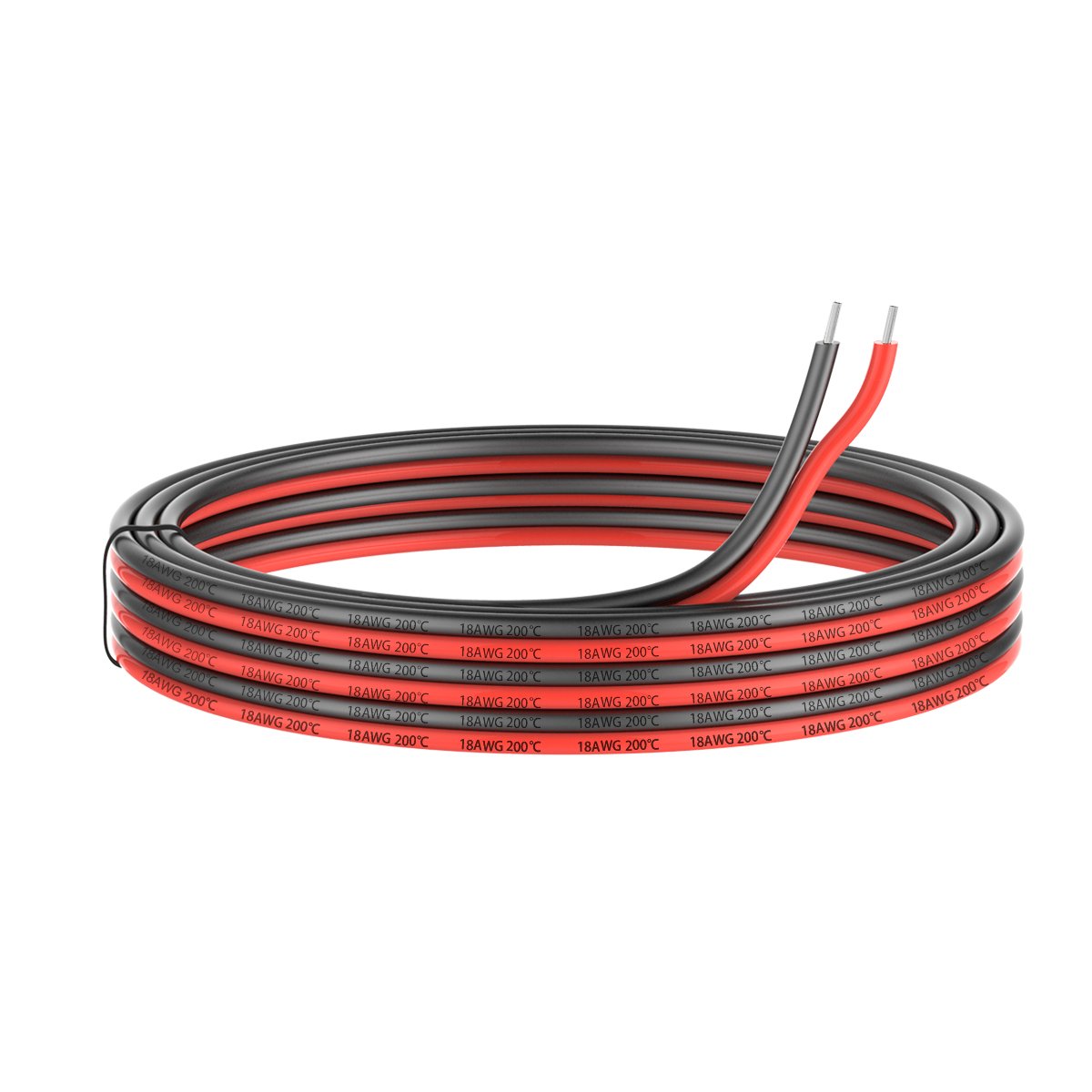 18 Gauge Electrical Wire 2 Conductor Parallel Silicone Wire 100ft [Black 50ft Red 50ft] 18 awg 200 Deg C 600V Flexible Extension Cable Cord Stranded Tinned Copper Wire Hookup Model Lead Wire