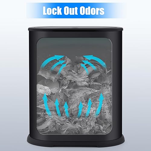 Miniatura 4 de Botes de basura para baño con tapas, bote de basura de cocina de 2.6 galones con tapa desplegable, cesta de basura pequeña y estrecha a prueba de