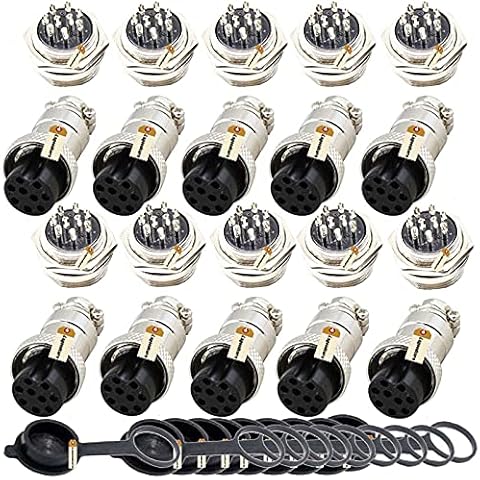 Aviation Plugs GX16-9, Lsgoodcare 30Pcs 16mm 9 Pin Din Female/Male Aviation Connector Plug with Aviations Plug Caps, 5A Metal Chassis Connector Socket Cover