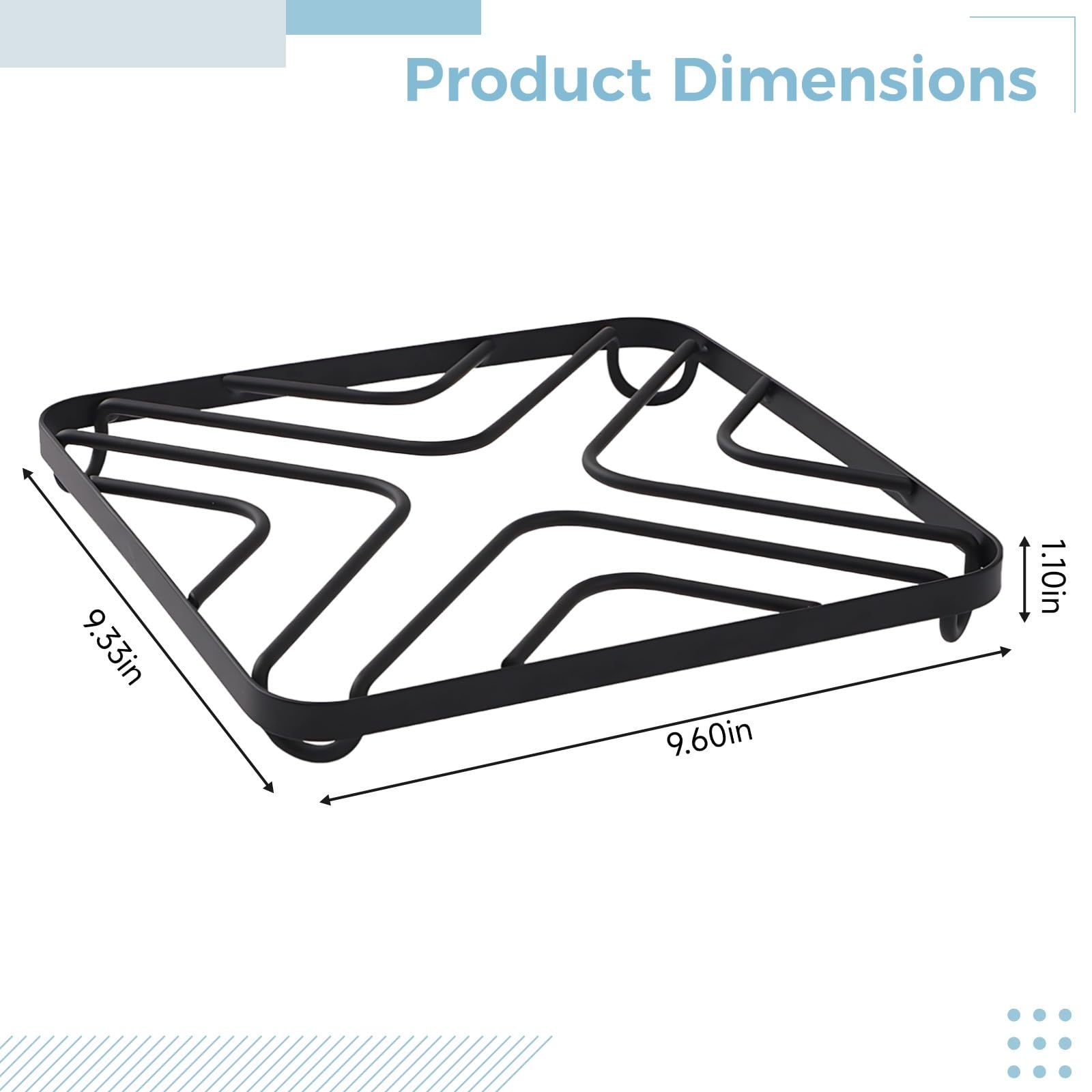 Lot de 2 grands dessous de plat carrés en métal, haute résistance à la chaleur, design antidérapant, pour comptoir de cuisine idéal, protège la chaleur et les rayures des surfaces