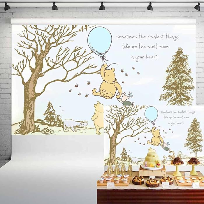 Buy Classic Winnie The Pooh Baby Shower Backdrop for Boys Blue Balloon