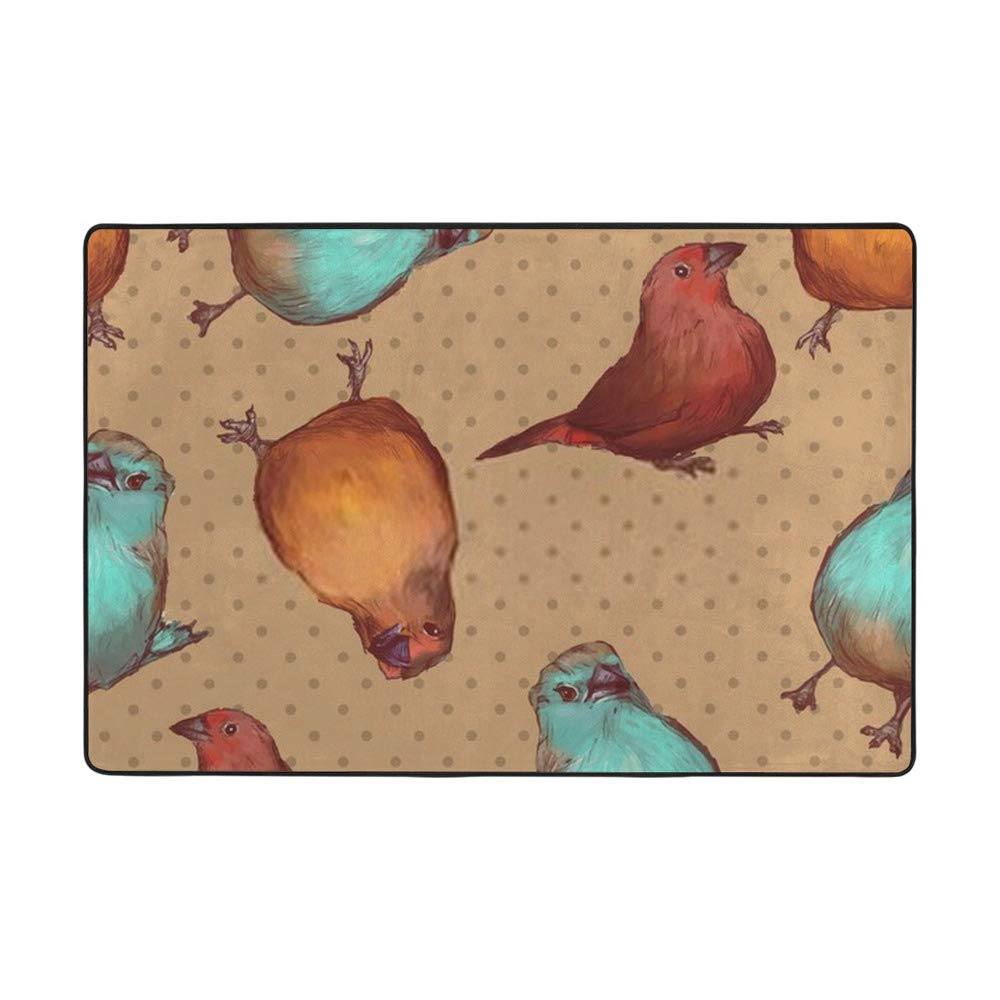Grand tapis oiseaux exotiques Ruchen en velours corail salon 160x122cm