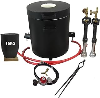16KG Propane Smelting Furnace, Double Burners, Foundry Melting Furnace with Crucible, Ingot Mold, High Temp up to 2552℉, Home Metal Smelter for Copper, Bronze, Aluminum, Brass, Gold