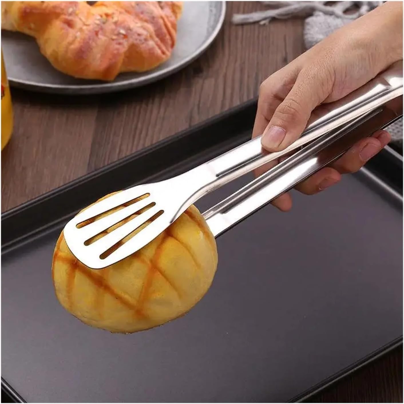 Juego de 5 pinzas de acero inoxidable para alimentos, utensilios de cocina para cocinar, bufé, postres, ensaladas y barbacoas, 14 pulgadas de largo, herramienta duradera de abrazadera anticalor