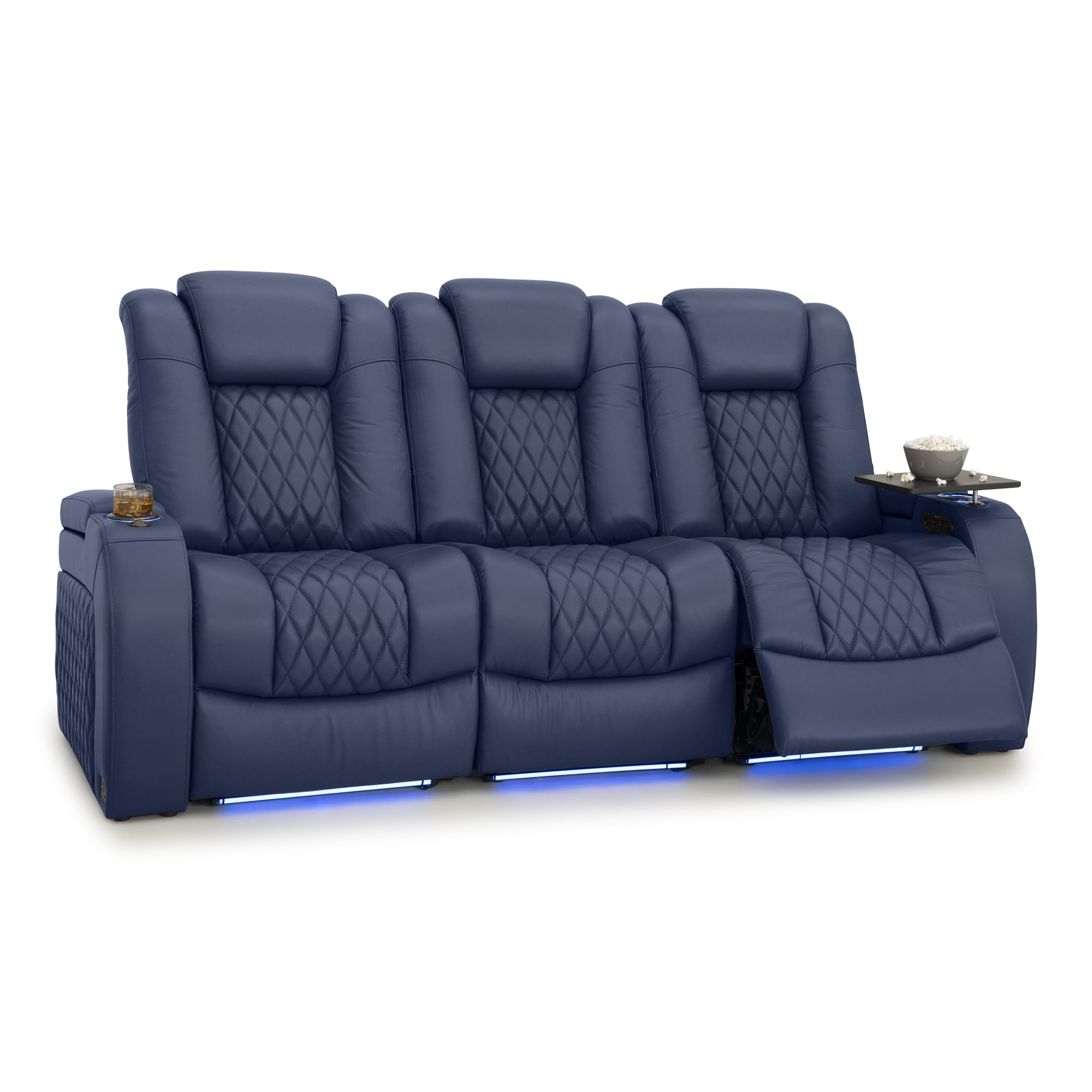 Seatcraft Diamante Home Theater Seating Navy Blue Row of 3 Sofa