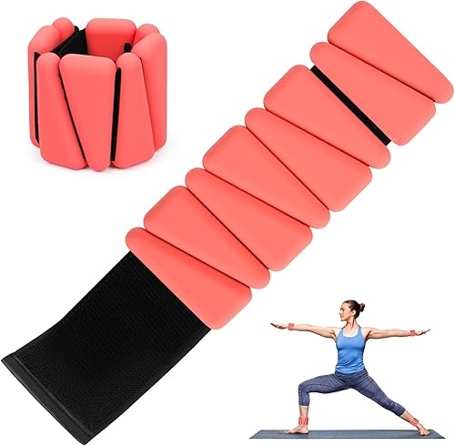 Juego de 2 pesas de muñeca para tobillo y muñeca, pulseras de peso ajustables de silicona (1 libra cada una) para mujeres y hombres, adecuadas para