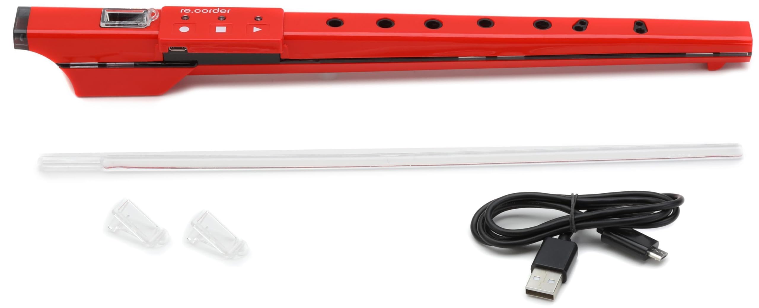 ARTinoise re.corder,flauto acustico digitale e controller MIDI wireless,App mobile 32 timbri,spartiti e esercizi su basi musicali,diteggiature personalizzabili,4 modalità di riproduzione (ROSSO)