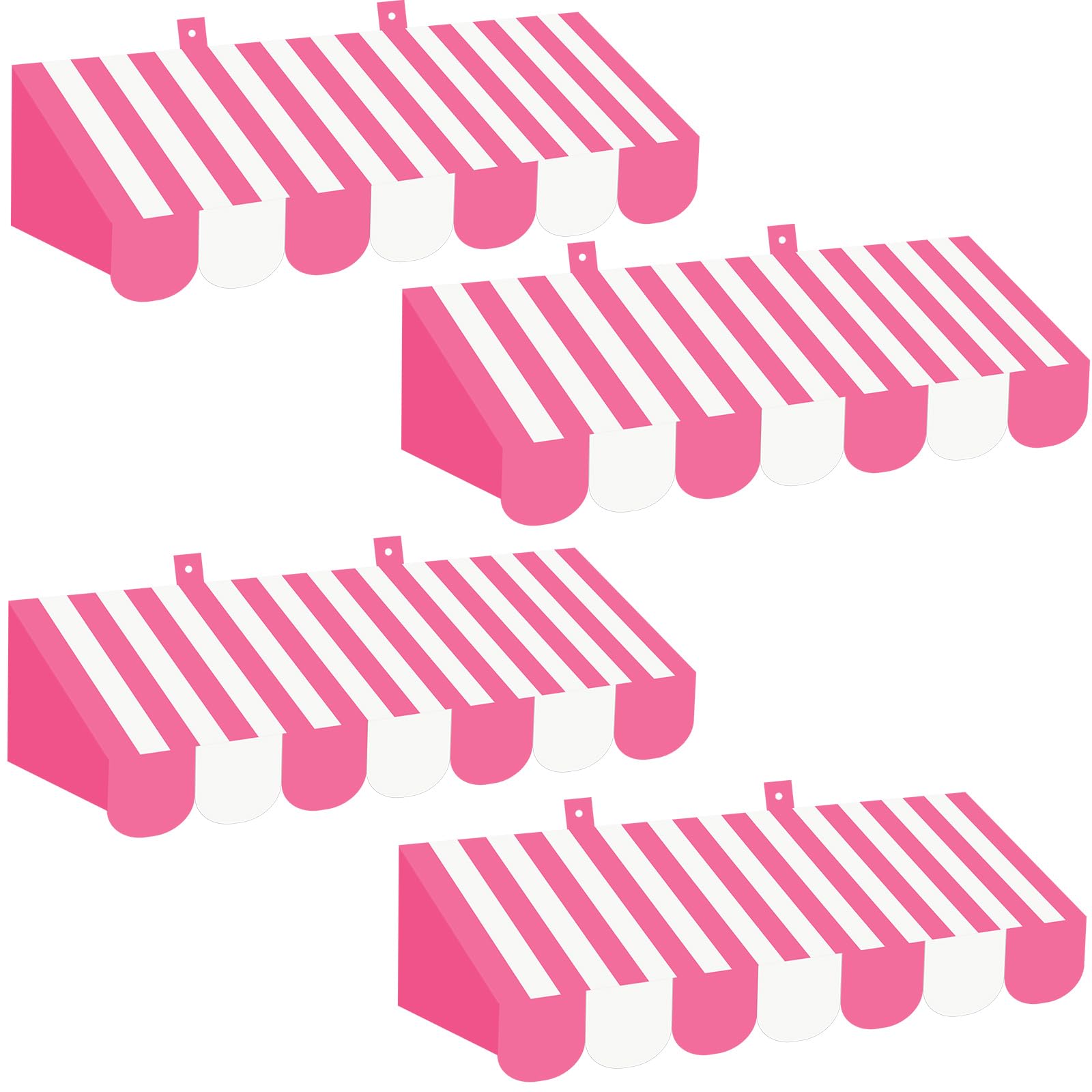 Tallew 4 Pcs 3D Cardboard Awning Wall Decor, Stripe, Pink and White