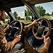 Western Cowboy Steering Wheel Cover, Retro UniversalSteering Wheel Cover, Auto Car Tooled Leather Steering Wheel Covers Diameter of 37–38cm for Women Men Auto Truck Vans (#D)