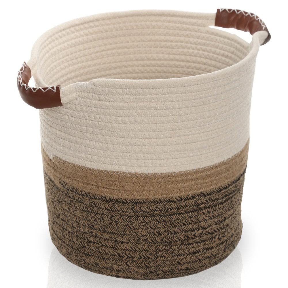 Homes R Us Basket With Handle, Multicolor - Medium Height: 28 Cm Width: 28 Cm Multicolor