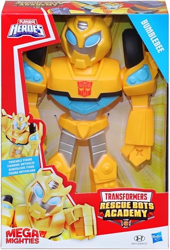 Miniatura 3 de Transformers Playskool Heroes Rescue Bots Academy Mega Mighties Bumblebee Figura de acción coleccionable de robot de 10 pulgadas, juguetes para