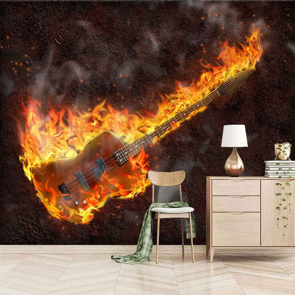 Papier peint violon en feu pour créer une ambiance musicale dans votre séjour