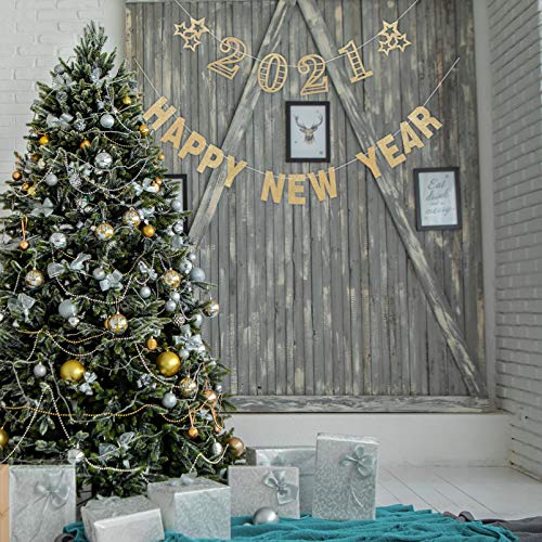 KESYOO 2Pcs 2021 Banner Glitter Banner de Festa de Feliz Ano Novo Pendurado Guirlanda de Estamenha D