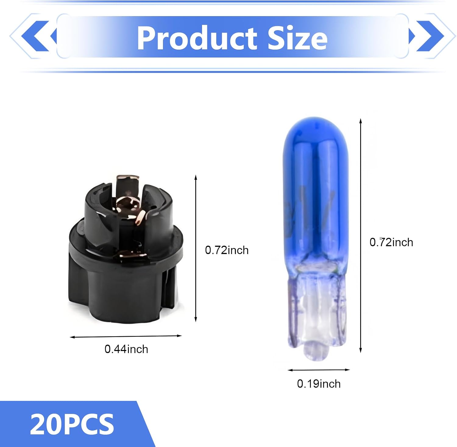 20 PCS T5 17 57 86 Halogen Instrument Cluster Bulbs Kits, 12V High Brightness Dash Light Bulbs with Lamp Holder, Plug and play Gauge Light Cluster Replacement, for Car Gauge Cluster (Blue)