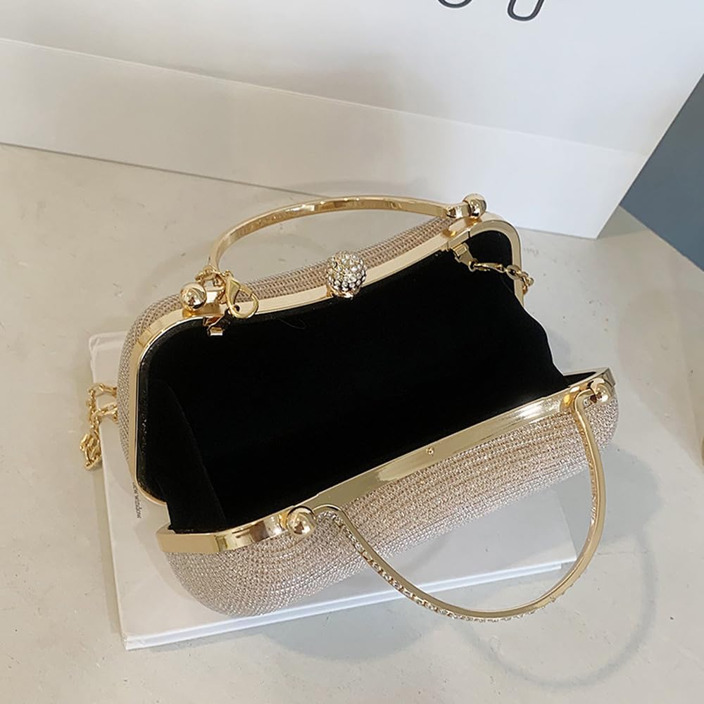 Pochette Donna Elegante Glitter Clutch Cerimonia Borsa da Sera con Catena Borse a Tracolla Piccolo per Matrimonio Sposa Cocktail Festa Cocktail