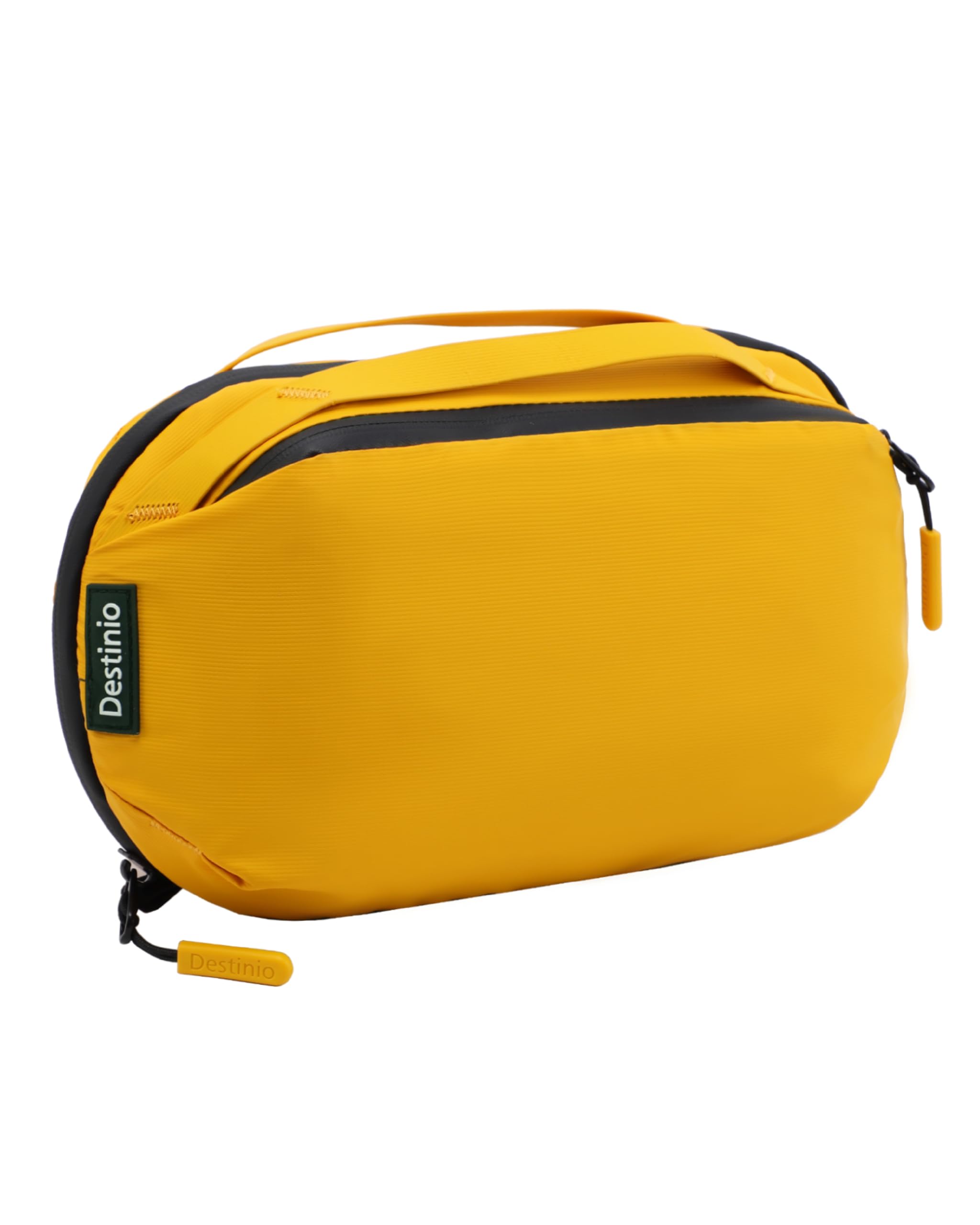 Nylon Toiletry Bag For Unisex - Waterproof Organizer With Hanging Hook - Travel Pouch And Shaving Kit Bag, Cosmetic And Make Up Pouches (Yellow)