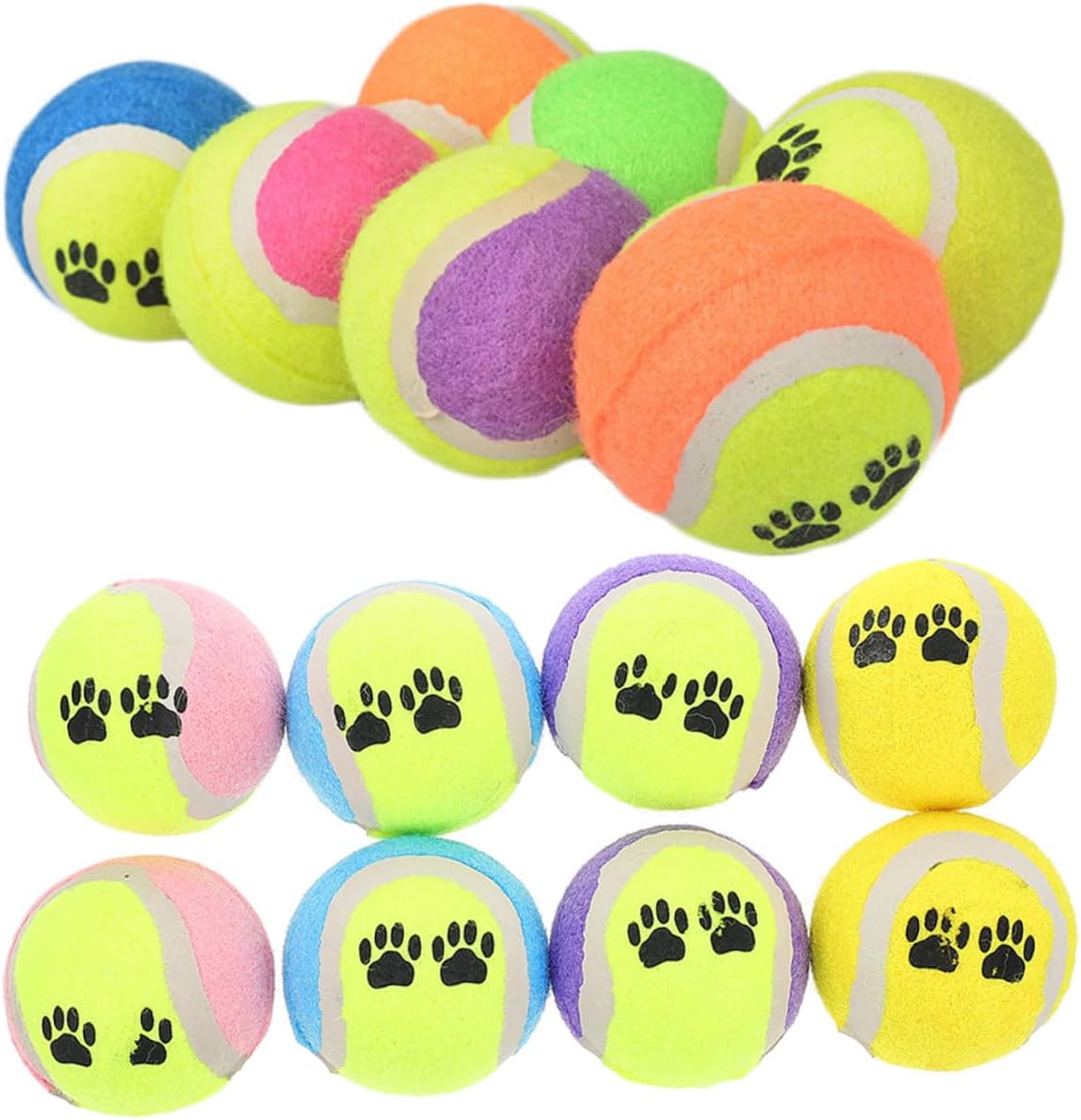 16pcs Dog Plush Tennis Balls Set, 7cm Diameter Soft Rubber Pet Balls for Puppy Training and Interactive Play, Suitable for Small Dogs and Aggressive Chewers Random Color